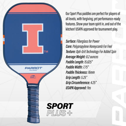 Illinois Fighting Illini Sport Plus Pickleball Paddle Set
