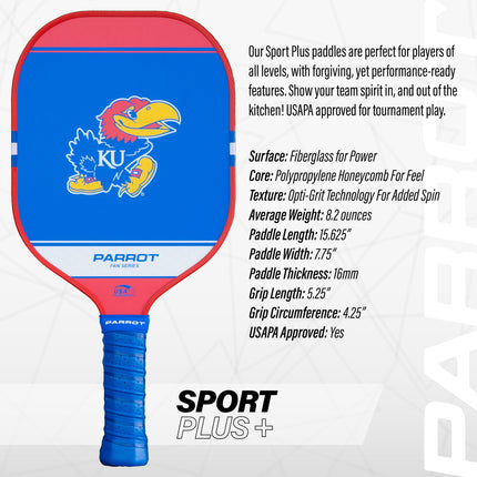Kansas Jayhawks Sport Plus Pickleball Paddle Set