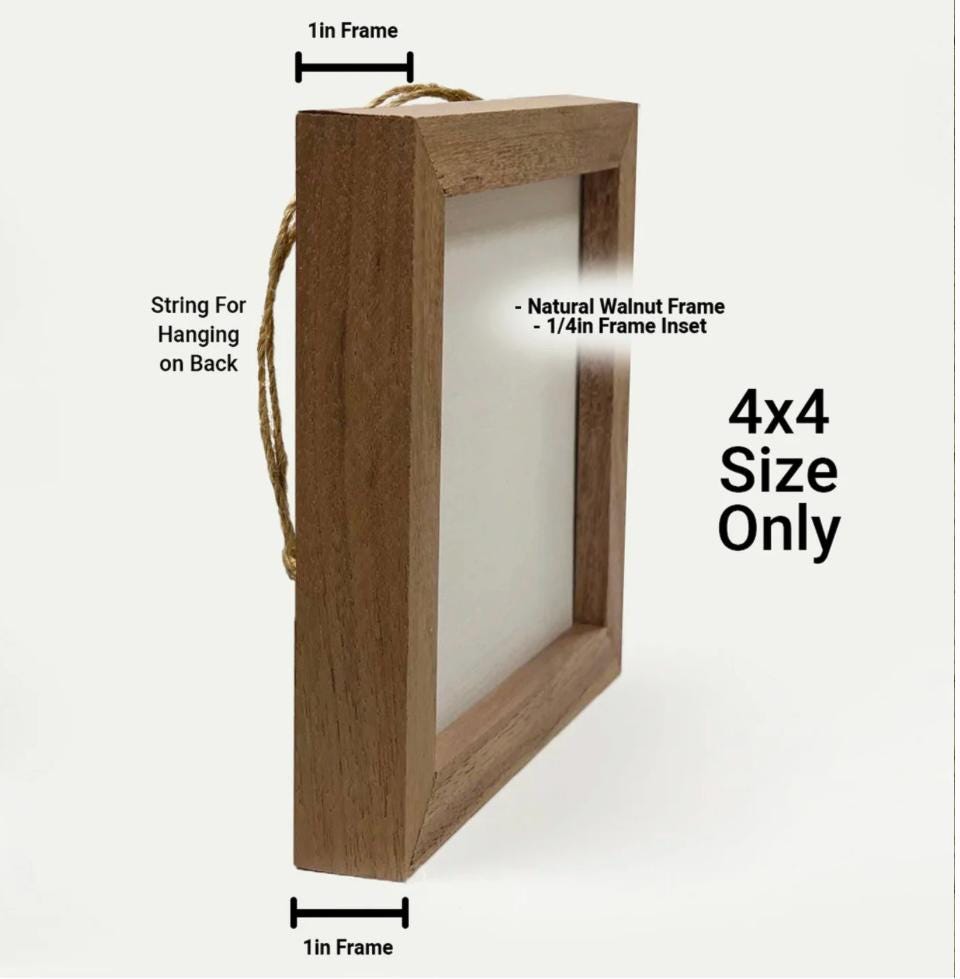 a picture frame with measurements for the size of the frame