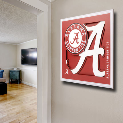 Alabama Crimson Tide 3D Logo Series Wall Art - 12x12