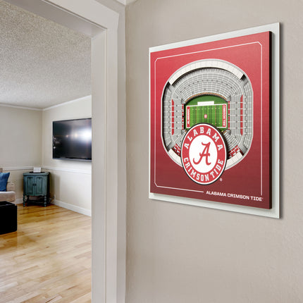 Alabama Crimson Tide 3D StadiumView Wall Art 12x12