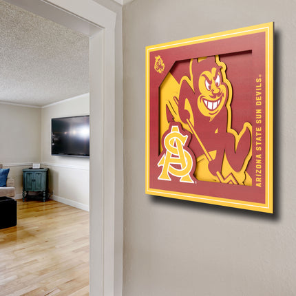 Arizona State Sun Devils 3D Logo Series Wall Art - 12x12