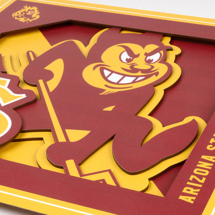Arizona State Sun Devils 3D Logo Series Wall Art - 12x12