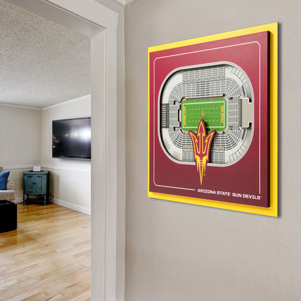 Arizona State Sun Devils 3D StadiumView Wall Art 12x12