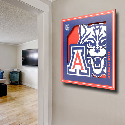 Arizona Wildcats 3D Logo Series Wall Art - 12x12