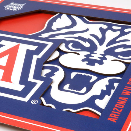 Arizona Wildcats 3D Logo Series Wall Art - 12x12