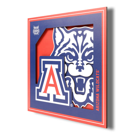 Arizona Wildcats 3D Logo Series Wall Art - 12x12