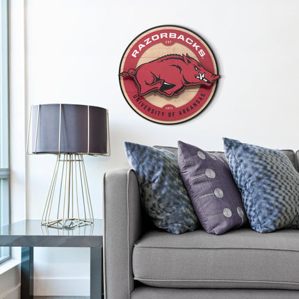 Arkansas Razorbacks 3DX Circle Backer Wall Art