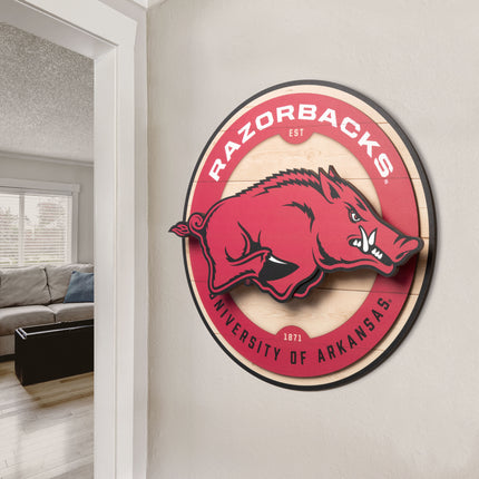Arkansas Razorbacks 3DX Circle Backer Wall Art