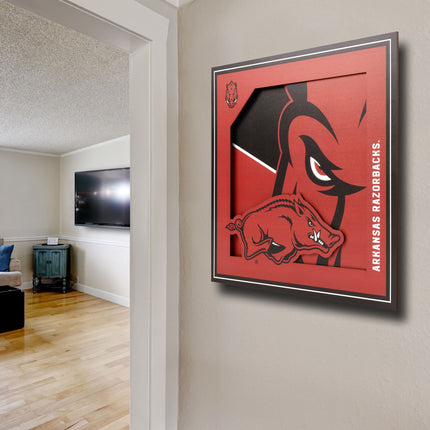 Arkansas Razorbacks 3D Logo Series Wall Art - 12x12