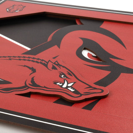 Arkansas Razorbacks 3D Logo Series Wall Art - 12x12
