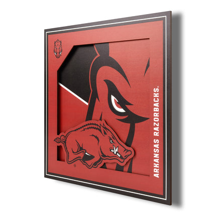 Arkansas Razorbacks 3D Logo Series Wall Art - 12x12