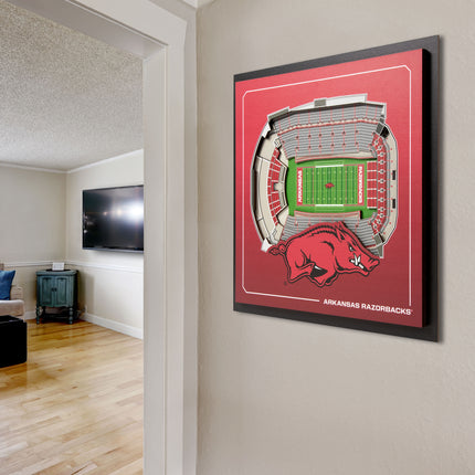 Arkansas Razorbacks 3D StadiumView Wall Art 12x12