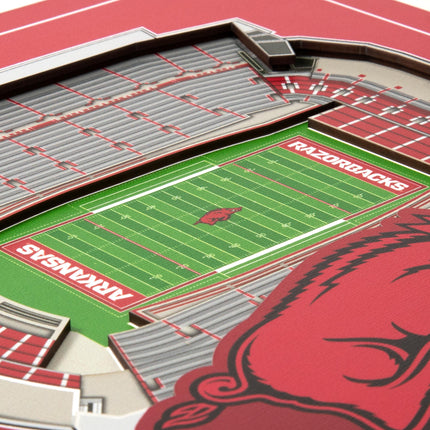 Arkansas Razorbacks 3D StadiumView Wall Art 12x12