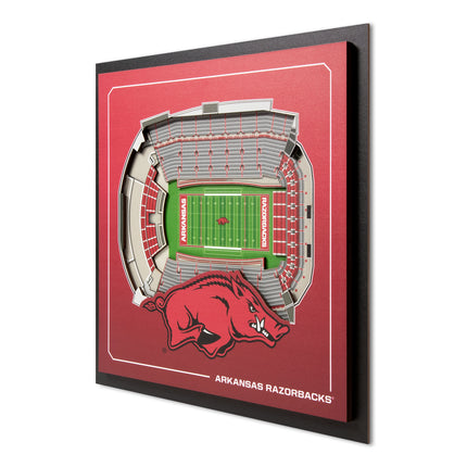 Arkansas Razorbacks 3D StadiumView Wall Art 12x12