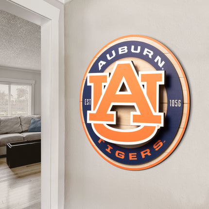 Auburn Tigers 3DX Circle Backer Wall Art