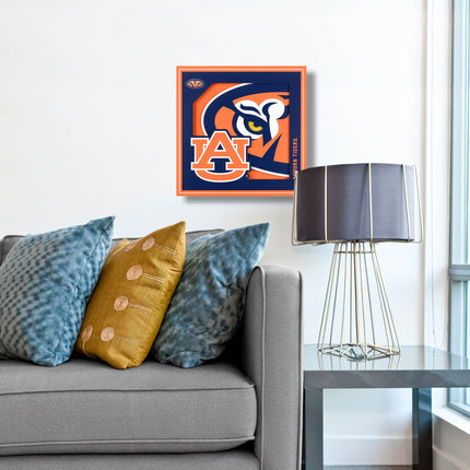 Auburn Tigers 3D Logo Series Wall Art - 12x12
