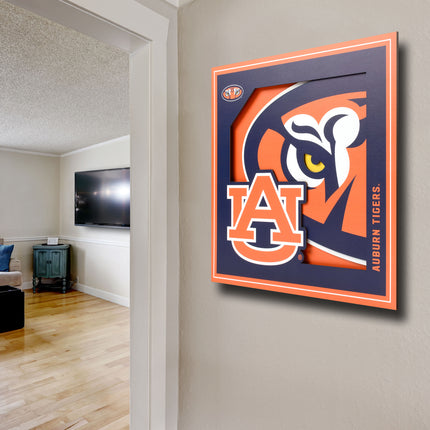 Auburn Tigers 3D Logo Series Wall Art - 12x12