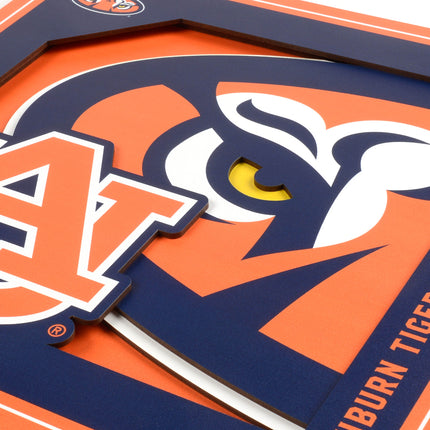 Auburn Tigers 3D Logo Series Wall Art - 12x12
