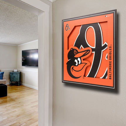 Baltimore Orioles 3D Logo Series Wall Art - 12x12