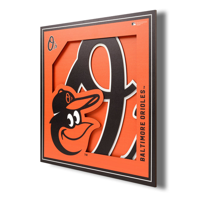 Baltimore Orioles 3D Logo Series Wall Art - 12x12