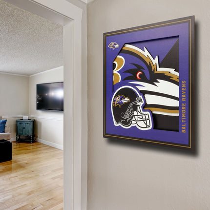 Baltimore Ravens 3D Logo Series Wall Art - 12x12