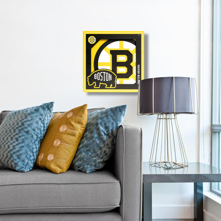 Boston Bruins 3D Logo Series Wall Art - 12x12