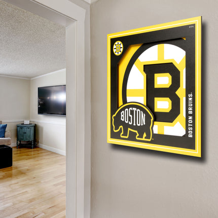 Boston Bruins 3D Logo Series Wall Art - 12x12