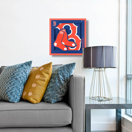 Boston Red Sox 3D Logo Series Wall Art - 12x12