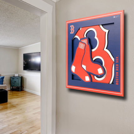Boston Red Sox 3D Logo Series Wall Art - 12x12