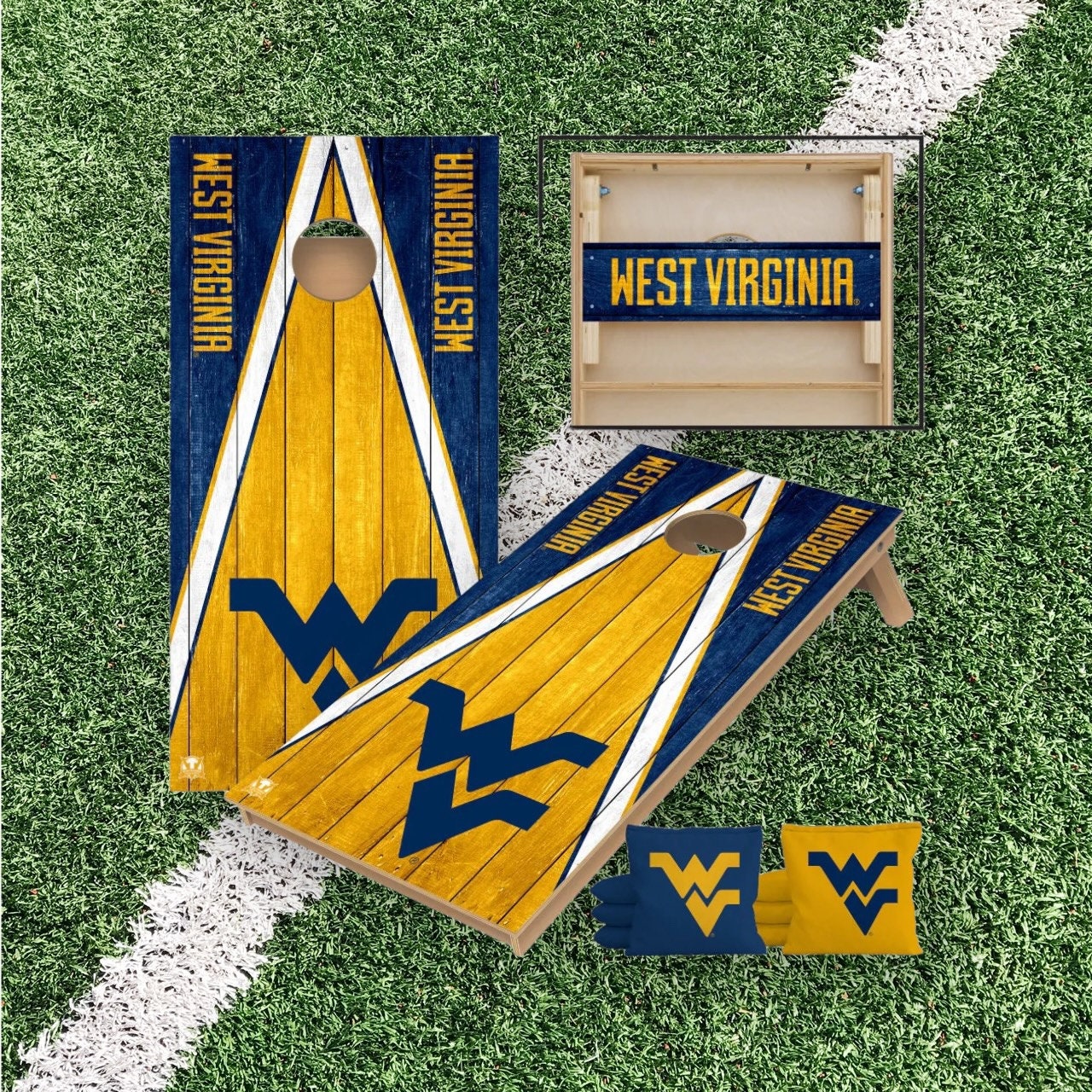 West Virginia Mountaineers Cornhole Boards 2x4 | Officially Licensed