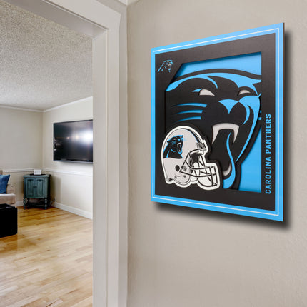 Carolina Panthers 3D Logo Series Wall Art - 12x12