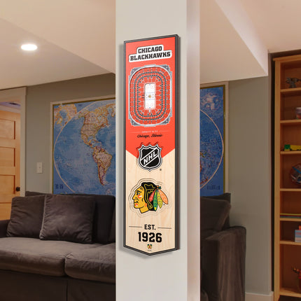 Chicago Blackhawks 8x32 3D Stadium Banner