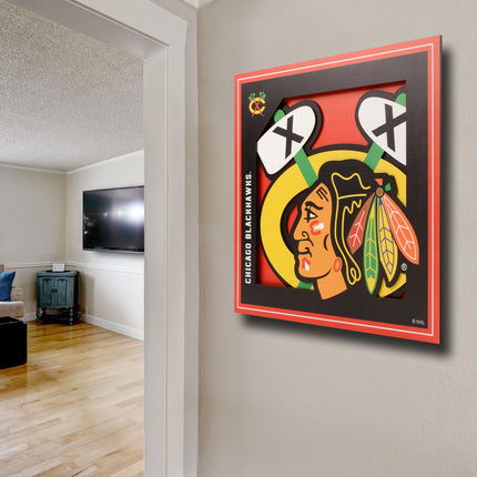 Chicago Blackhawks 3D Logo Series Wall Art - 12x12