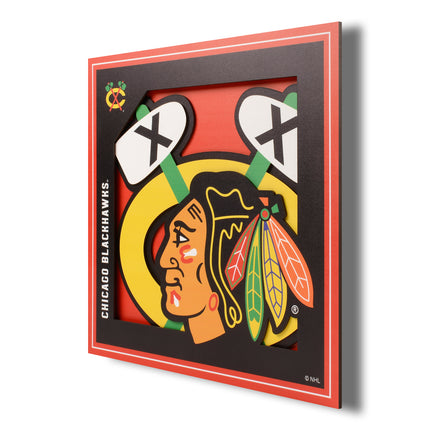 Chicago Blackhawks 3D Logo Series Wall Art - 12x12