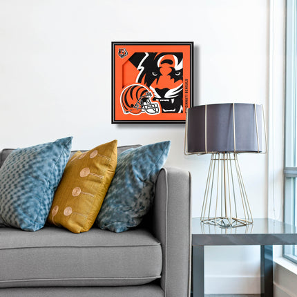 Cincinnati Bengals 3D Logo Series Wall Art - 12x12