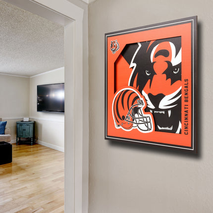 Cincinnati Bengals 3D Logo Series Wall Art - 12x12