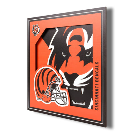 Cincinnati Bengals 3D Logo Series Wall Art - 12x12