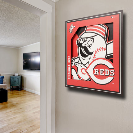 Cincinnati Reds 3D Logo Series Wall Art - 12x12