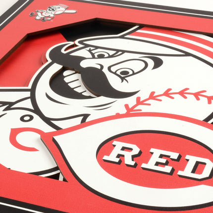Cincinnati Reds 3D Logo Series Wall Art - 12x12