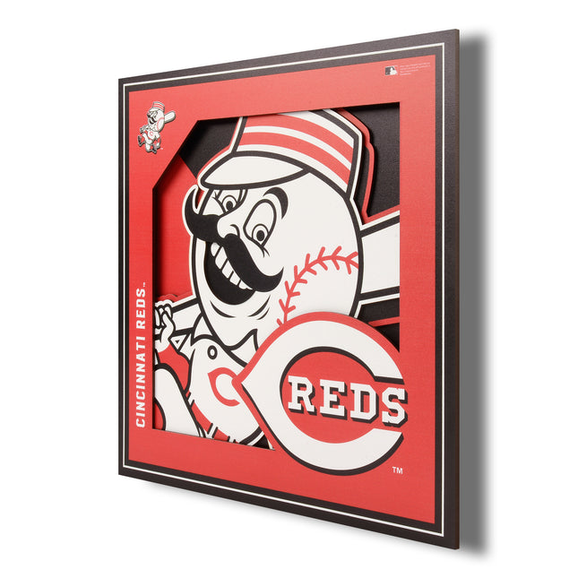 Cincinnati Reds 3D Logo Series Wall Art - 12x12