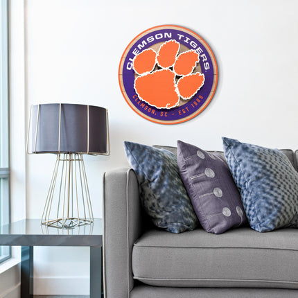 Clemson Tigers 3DX Circle Backer Wall Art