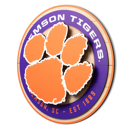 Clemson Tigers 3DX Circle Backer Wall Art