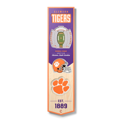 Clemson Tigers 8x32 3D Stadium Banner