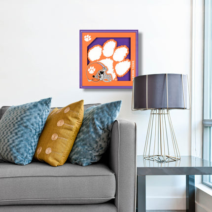 Clemson Tigers 3D Logo Series Wall Art - 12x12