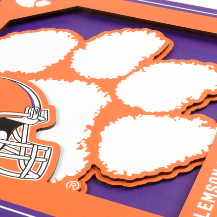 Clemson Tigers 3D Logo Series Wall Art - 12x12