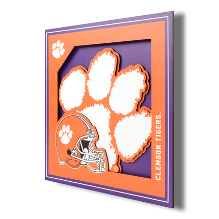 Clemson Tigers 3D Logo Series Wall Art - 12x12