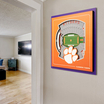 Clemson Tigers 3D StadiumView Wall Art 12x12