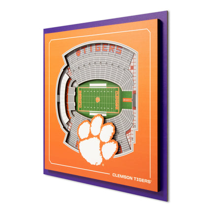 Clemson Tigers 3D StadiumView Wall Art 12x12