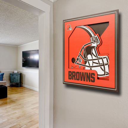 Cleveland Browns 3D Logo Series Wall Art - 12x12